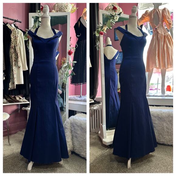 Windsor Prom Formal Maxi Evening Dress Blue Color Shift Sleeveless Fishtail XXS - Picture 1 of 8
